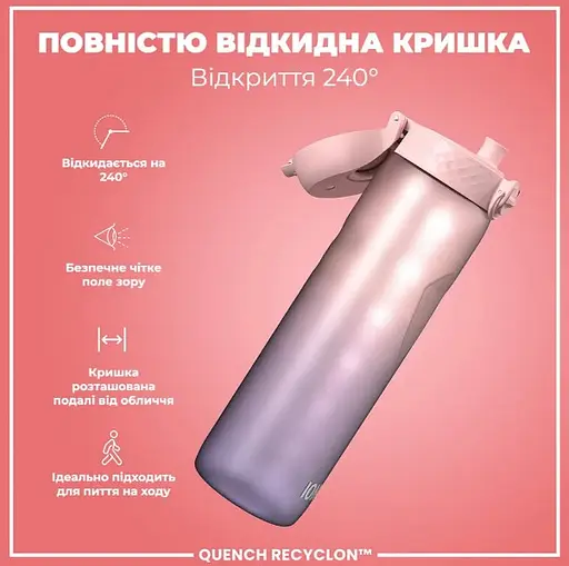 Пляшка для води ION8 1000 мл BPA Free Times To Drink (ЕКО пляшка) Periwinkle &amp;Rose (I8RF1000PPRMOT) - фото 3