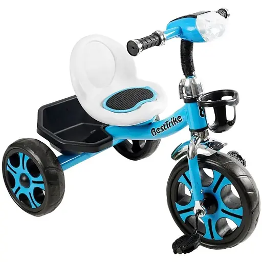 Детский трехколесный велосипед Best Trike BS-24513 с фарой и корзиной голубой