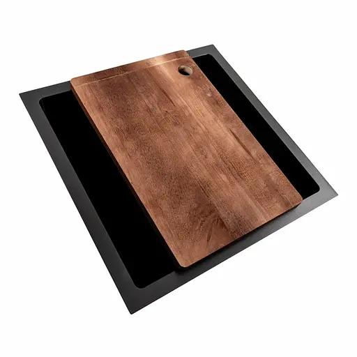 Кухонная мойка PVD черная СМ 44x44 Platinum Handmade (монтаж под столешницу), Черный - фото 6