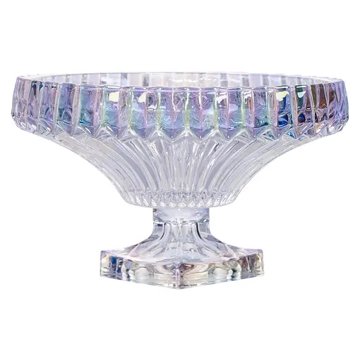 Фруктовниця із товстого скла 29 см на квадратній ніжці rainbow Yiwu HP-19-150RB - фото 2