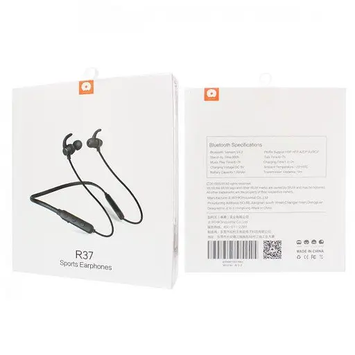 Бездротові вакуумні блютуз навушники WUW R37 Bluetooth Black - фото 5