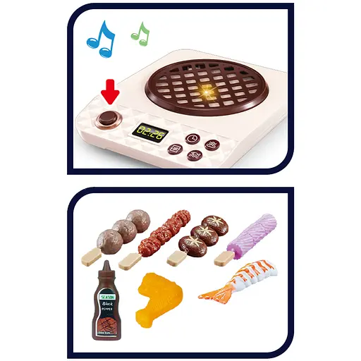 Плита Барбекю, 14.5x18x3 см, мелодія, підсвічування, продукти, 6907A - фото 2