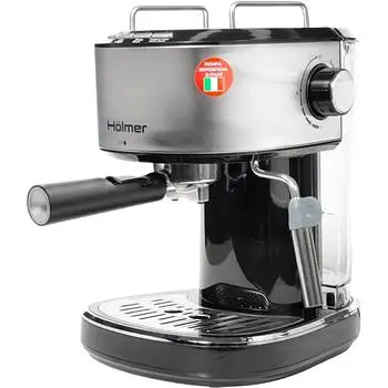 Кофеварка Holmer HCM-105 Silver, 850W, рожковая, эспрессо рожковая, управление механическое, молотый кофе, давление 15 бар, объем 1.2 л - фото 3