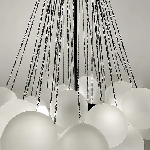 Люстра-пучок Pumpo Bubbles в черном корпусе ⌀ 70 см 37 шариков | Ст. J062-800 BK+WT | Line F - фото 8