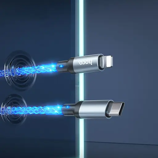 Дата кабель Hoco U112 Shine 20W Type-C to Lightning (1m) Gray - фото 8