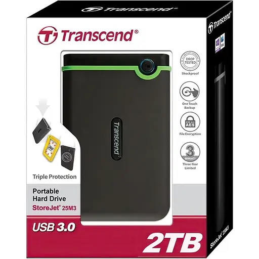 Накопичувач Transcend зовнiшнiй HDD 2.5` USB 2.0TB StoreJet 25M3 Iron Gray Slim (TS2TSJ25M3S) - фото 4