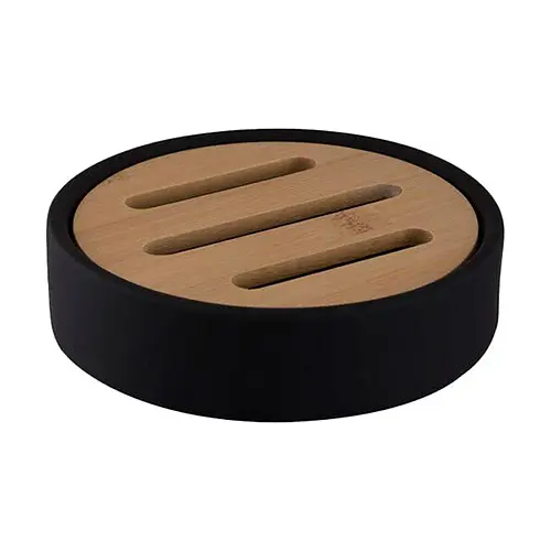 Мильниця PLAIN, чорна з бамбуком (06573)