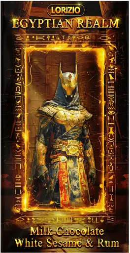 Шоколад молочний Lorizio з родзинками, смаженим кунжутом та ромом "EGYPTIAN REALM" 100 г - фото 1