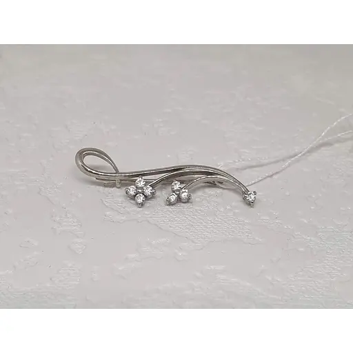 Срібна брошка Ірій з фіанітами. 9527 - фото 2