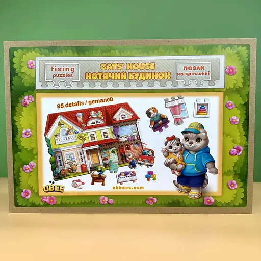 Дерев'яний пазл-вкладиш "Котячий літній будинок" Ubumblebees (ПСД272) PSD272 - фото 8