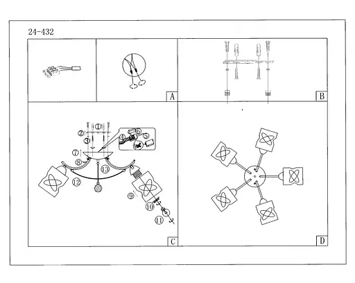 Люстра стельова Brille в спальню E27 60W CH (LK-690C/5) - фото 9