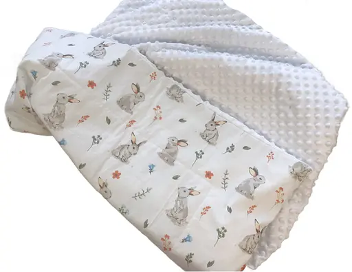 Плед з плюшем Moontime 100x80 см "Кролики з віточками" - фото 1