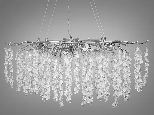 Підвісна дизайнерська люстра "Гліцинія" витягнутої форми, 10 ламп, хром - фото 4