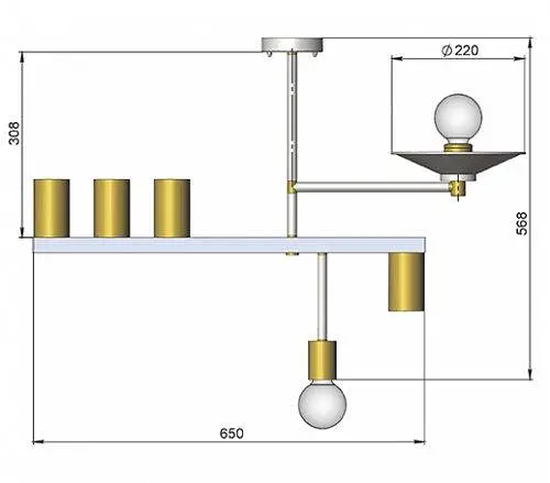 Люстра Constructio, PikArt арт. 12864 Золотий/чорний - фото 3