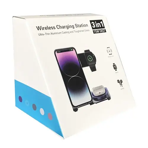 Зарядна станція 3IN1 Y91 Ultra-Thin (iPhone, iWatch, AirPods) 15W Original рожевий - фото 2