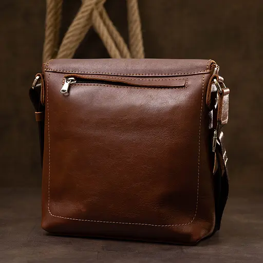 Кожаная мужская сумка через плечо GRANDE PELLE 24х24х5 см sum0015581 - фото 8