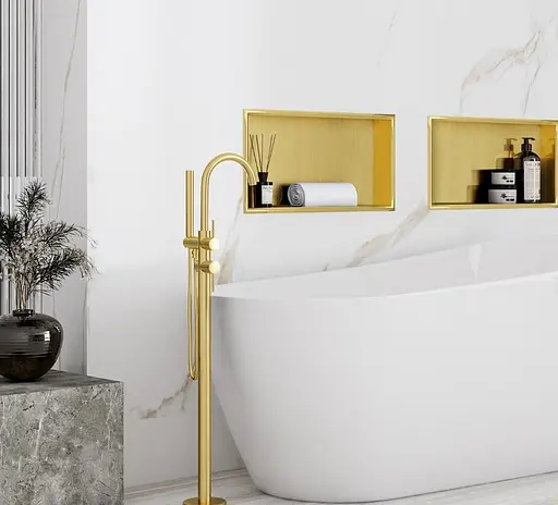 Вбудована полиця Rea 30x45 brushed gold з обідком REA-05607, Золотий - фото 3