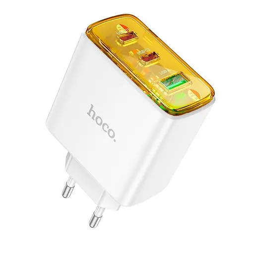 Адаптер сетевой Hoco Smart charger CS44A 2Type-C/1USB, QC/PD, 65W/3A| - фото 1