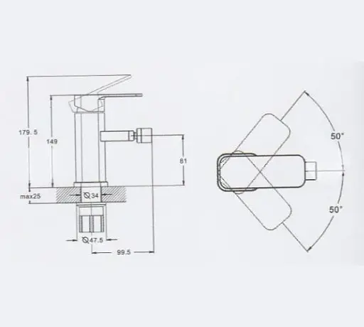 Смеситель для биде Udis LEB2-A123 однорычажный Хром 30412 - фото 3