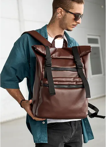 Мужской рюкзак ролл Sambag RollTop LTT шоколадный 41 x 30 x 16 см (24238020m) - фото 7