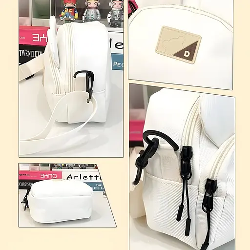 Дитяча сумка крос-боді з вушками в корейському стилі 19х16х7 см біла (25-571) - фото 3