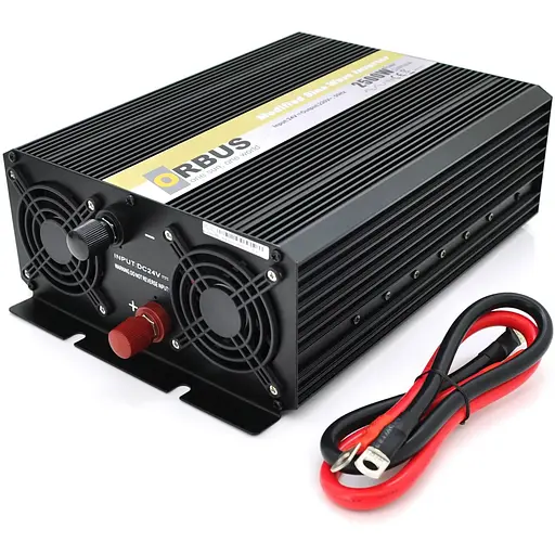 Інвертор напруги Orbus ORMS24-2500 (2500Вт), 24/220V, approximated, 2 Shuko, клемні дроти, 6 запобіжників, Box.Q20 - фото 2