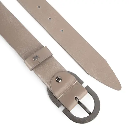 Ремінь жіночий шкіряний НС-3424 (120 см) зі сріблястою пряжкою бежевий - фото 4