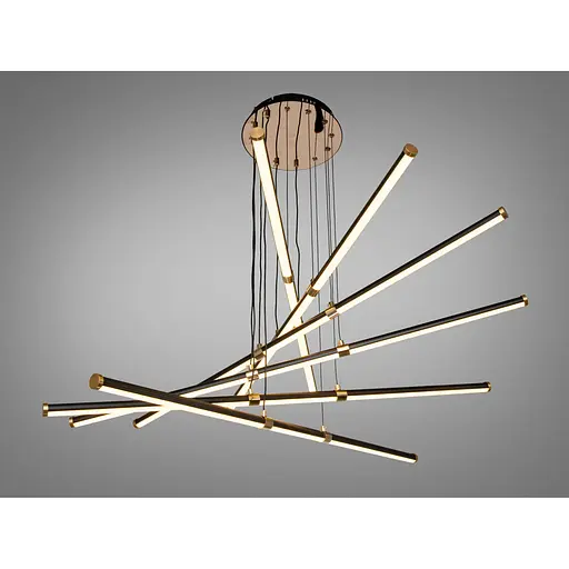 Підвісна LED люстра Romin 5 ліній чорна 70 Вт з пультом - фото 1