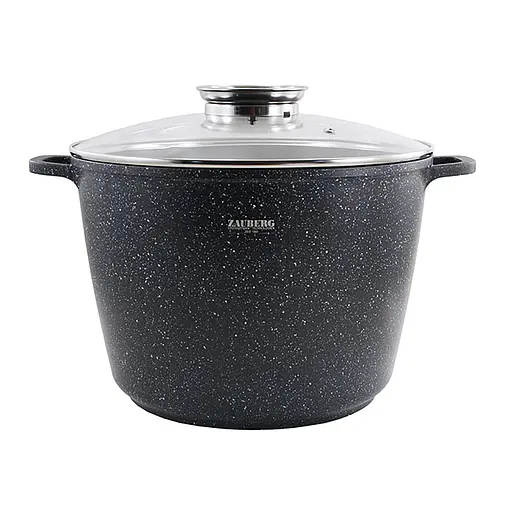 Кастрюля-котел глубокая 10 л с покрытием под мрамор и крышкой, Zauberg Черный 87714 - фото 1