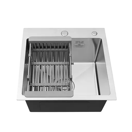 Кухонная мойка Kroner KRP Gebürstet - 4545HM (3.0/1.0 мм) CV033855, Нержавеющая сталь - фото 6