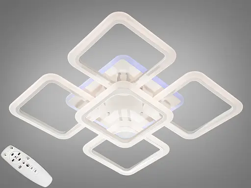Біла LED люстра під стелю в спальню з підсвіткою, дімером, 125W - фото 1