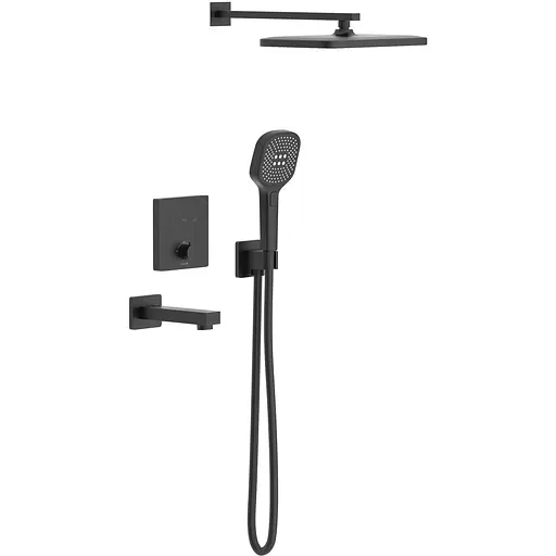 Душова система прихованого монтажу з термостатом та виливом Imprese Bilovec Click верхній душ 320x210 мм ABS black matt t04800910SBC, Чорний матовий - фото 1