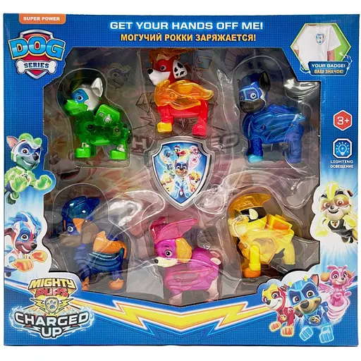 Ігровий набір Щенячий Патруль Bambi PH038 6 фігурок які світяться та нагрудний значок - фото 1