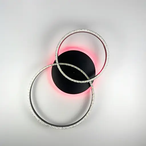 LED люстра на 2 кільця з RGB підсвіткою Line.F А 55061/2В RGB BK - фото 1