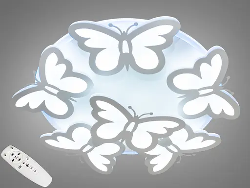 Біла пристельова LED люстра метелики з пультом та підсвіткою, 105W - фото 1