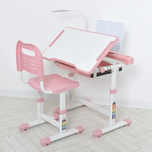 Дитяча Парта M 5068-8-2 зі стільцем, рожевий, підставка для книги - фото 2
