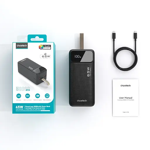 Повербанк 50000mAh Choetech B733 Black 65W QC3.0 PD3.0 (43-00142) - фото 3