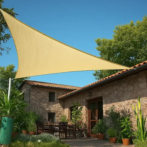 Тент навіс затінюючий Tentorium трикутний 4х7х8м Сітка (Бежевий) - фото 2