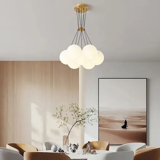 Люстра-пучок на 7 білих плафонів Ø 45 см | Line F | Арт. 1519/7 GD - фото 1