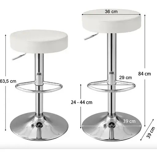 Комплект барних стільців Costway Loreto з круглим сидінням білий - фото 4