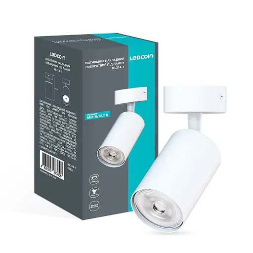 Спот Ledcoin ML314-1 під лампу білий - фото 1