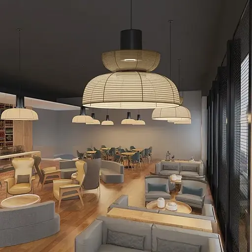 Люстра у чорному корпусі з білим абажуром Ø 60 см | Арт. PL 053-600 | Line F - фото 1