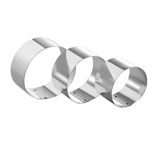 Набір круглих форм для викладки гарніра і салату (3 штуки в комплекті) Ø 10/8/6 см H 4.7 см (3 шт.), Kitchen Master Сріблястий 81772 - фото 2