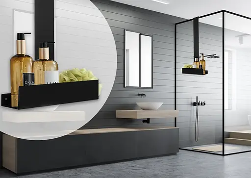 Полка Rea Tori black на душевую стенку REA-85000, Черный матовый - фото 3