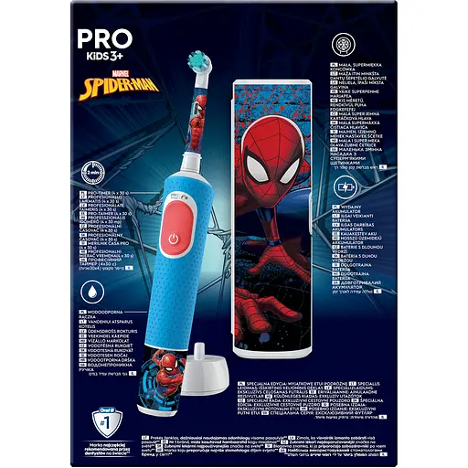 Набір: дитяча електрична зубна щітка Oral-B Pro Kids Людина-Павук з футляром + зубна Паста Oral-B Pro Junior для дітей від 6 до 12 років 75 мл - фото 4