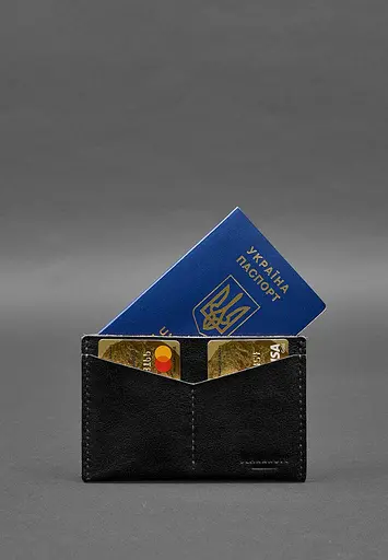 Кожаная обложка-органайзер для документов 6.2 черный краст - фото 4