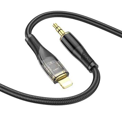 Аудіокабель HOCO UPA25 Transparent Discovery Edition Digital audio conversion cable iP Black - фото 4