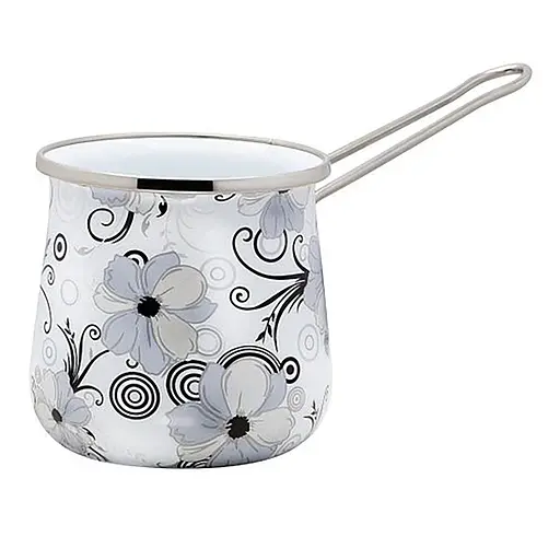 Ковшик турка для варіння кави кавоварка емальована з принтом "Мереживо" 600 мл Interos 87978 - фото 3