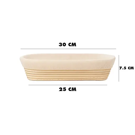 Кошик для вистоювання тіста хліба овальний з натурального ротанга з тканинним чохлом (довжина 30 см), Kitchen Master Бежевий 87928 - фото 3