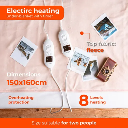 Електропростирадло Camry CR 7424 з таймером двоспальне 2х60 Вт 150x160 8 рівнів нагріву автовимк - фото 7